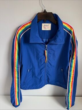 Ashley By 26 International Royal Blue Jacket with Rainbow Stripes
